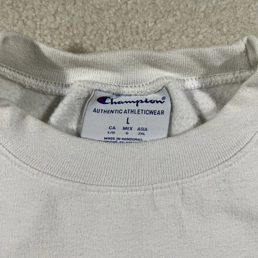 Champion‎ Arkansas Razorbacks Sweatshirt Mens L White Crewneck Fleece Pullover